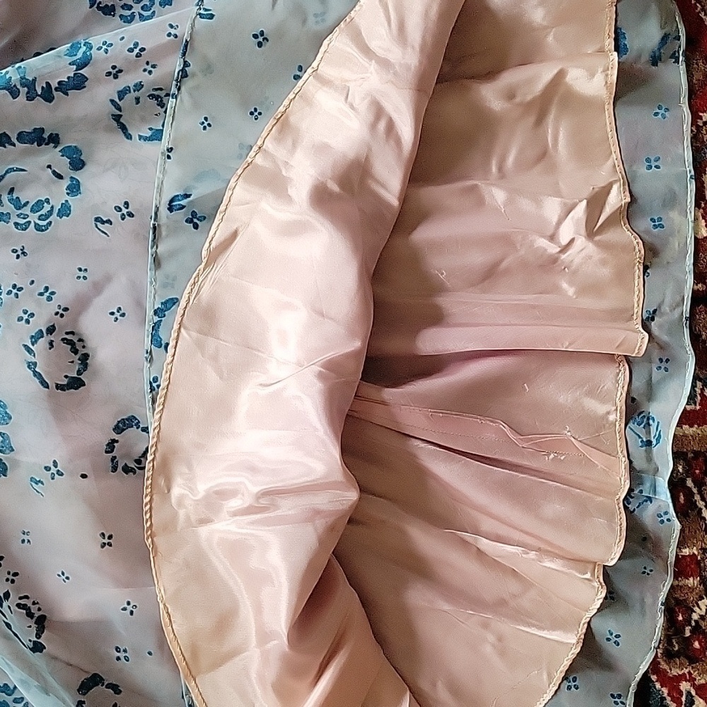 Authentic 1950s Chiffon Floral Overlay Lined A Line Party Dress - Picture 10 of 16